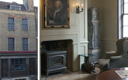 The exterior and the sitting room
